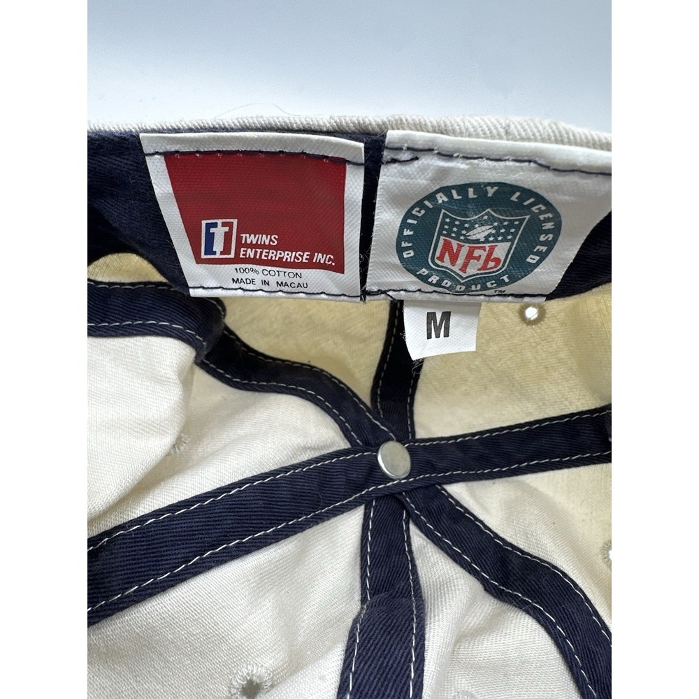 VTG 90s Twins Enterprise NFL Official Denver Broncos Hat Snapback Cap Beige Navy - Picture 7 of 14